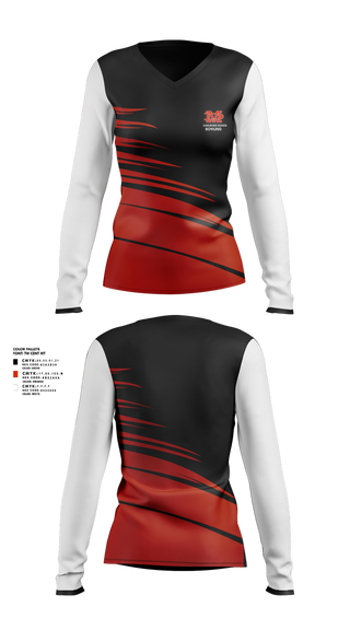 Womens Long Sleeve Vneck Shirt, Marlboro Dukes, Bowling, Teamtime, Team time, sublimation, custom sports apparel, team uniforms, spirit wear, spiritwear, sports uniforms, custom shirts, team store, custom team store, fundraiser sports, apparel fundraiser