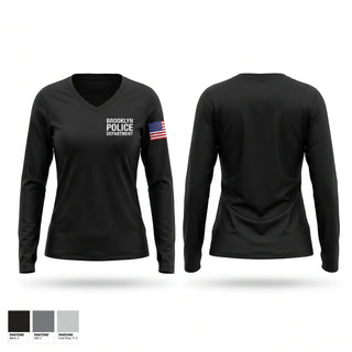 Womens Long Sleeve Vneck Shirt, Brooklyn Police Department, Police, Teamtime, Team time, sublimation, custom sports apparel, team uniforms, spirit wear, spiritwear, sports uniforms, custom shirts, team store, custom team store, fundraiser sports, apparel fundraiser