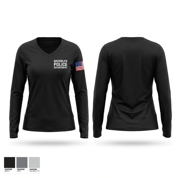Womens Long Sleeve Vneck Shirt, Brooklyn Police Department, Police, Teamtime, Team time, sublimation, custom sports apparel, team uniforms, spirit wear, spiritwear, sports uniforms, custom shirts, team store, custom team store, fundraiser sports, apparel fundraiser