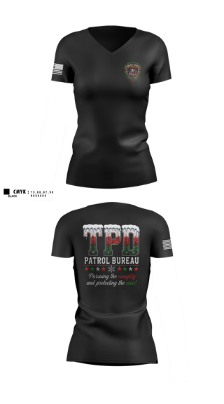 Womens Short Sleeve Vneck Shirt, Patrol Bureau, Police, Teamtime, Team time, sublimation, custom sports apparel, team uniforms, spirit wear, spiritwear, sports uniforms, custom shirts, team store, custom team store, fundraiser sports, apparel fundraiser