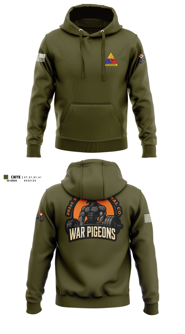 Hoodie, 261st War Pigeons, Army, Teamtime, Team time, sublimation, custom sports apparel, team uniforms, spirit wear, spiritwear, sports uniforms, custom shirts, team store, custom team store, fundraiser sports, apparel fundraiser