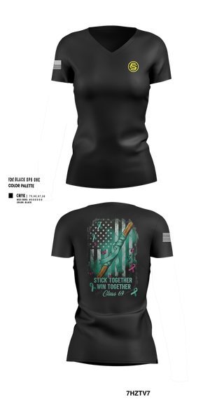 Womens Short Sleeve Vneck Shirt, Texas Officer Candidate Class 69, , Teamtime, Team time, sublimation, custom sports apparel, team uniforms, spirit wear, spiritwear, sports uniforms, custom shirts, team store, custom team store, fundraiser sports, apparel fundraiser