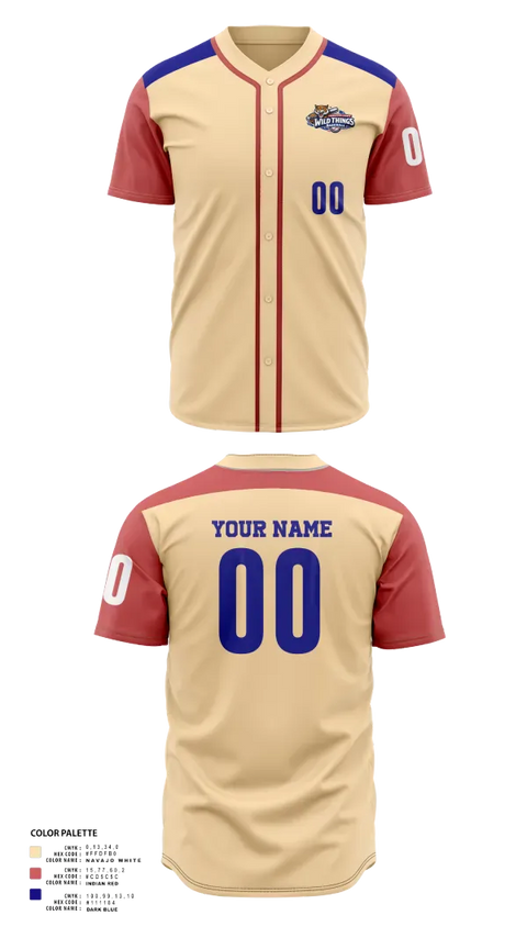 Full Button Baseball Jersey, Wild Things, Baseball, Teamtime, Team time, sublimation, custom sports apparel, team uniforms, spirit wear, spiritwear, sports uniforms, custom shirts, team store, custom team store, fundraiser sports, apparel fundraiser