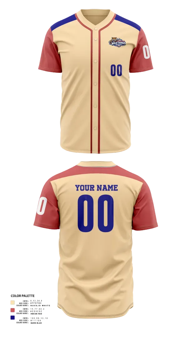 Full Button Baseball Jersey, Wild Things, Baseball, Teamtime, Team time, sublimation, custom sports apparel, team uniforms, spirit wear, spiritwear, sports uniforms, custom shirts, team store, custom team store, fundraiser sports, apparel fundraiser