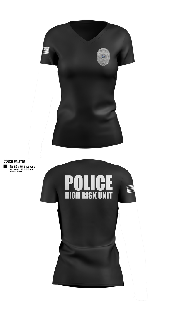 Police High Risk Unit Women's Short Sleeve V-neck Shirt - 11
