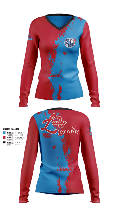 Lady Legends 93890936 Women's Long Sleeve V-neck Shirt - 10