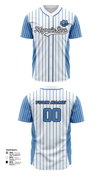 Full Button Baseball Jersey, MAGNOLIA BOYS, Baseball, Teamtime, Team time, sublimation, custom sports apparel, team uniforms, spirit wear, spiritwear, sports uniforms, custom shirts, team store, custom team store, fundraiser sports, apparel fundraiser