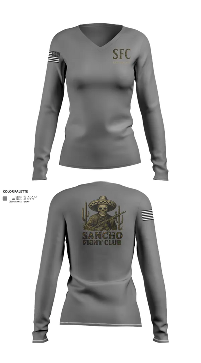 Sancho Fight Club 22906489 Women's Long Sleeve V-neck Shirt - 22