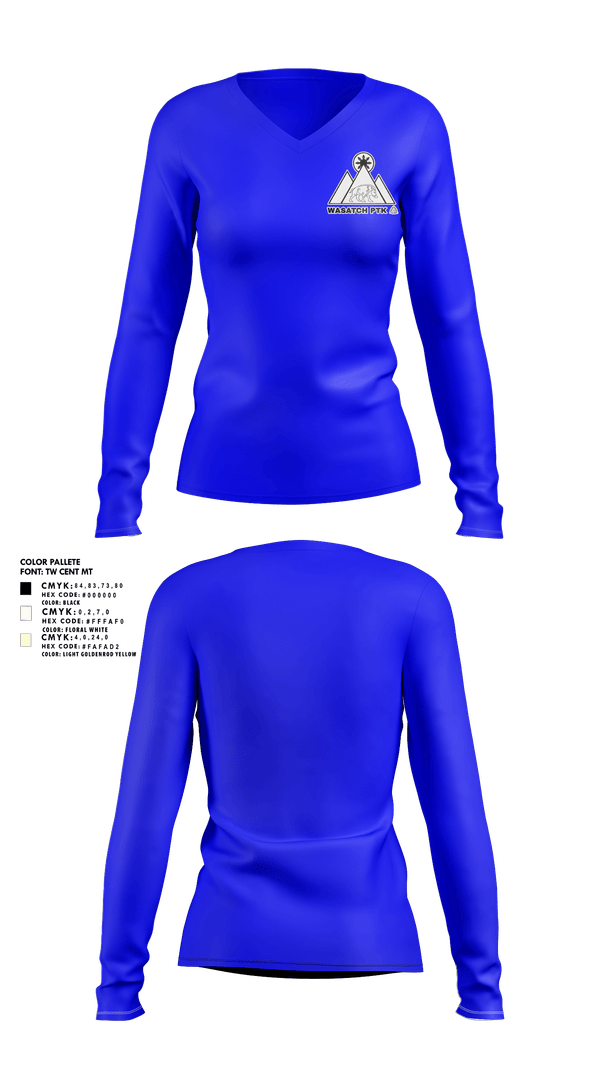 Womens Long Sleeve Vneck Shirt, Wasatch PTK, , Teamtime, Team time, sublimation, custom sports apparel, team uniforms, spirit wear, spiritwear, sports uniforms, custom shirts, team store, custom team store, fundraiser sports, apparel fundraiser