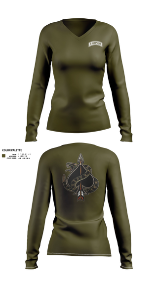 Womens Long Sleeve Vneck Shirt, 90th Ground Combat Training Squadron, Air Force, Teamtime, Team time, sublimation, custom sports apparel, team uniforms, spirit wear, spiritwear, sports uniforms, custom shirts, team store, custom team store, fundraiser sports, apparel fundraiser