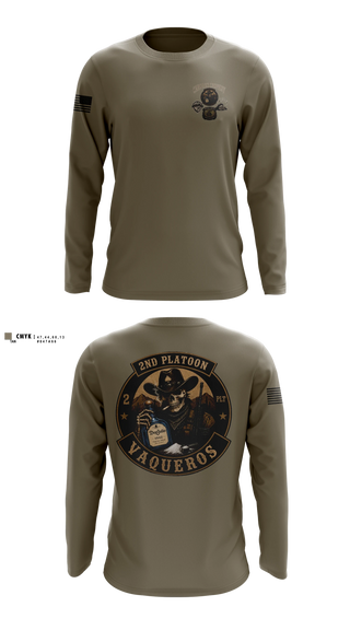 Long Sleeve Performance Shirt, 2nd Platoon Vaqueros, Army, Teamtime, Team time, sublimation, custom sports apparel, team uniforms, spirit wear, spiritwear, sports uniforms, custom shirts, team store, custom team store, fundraiser sports, apparel fundraiser