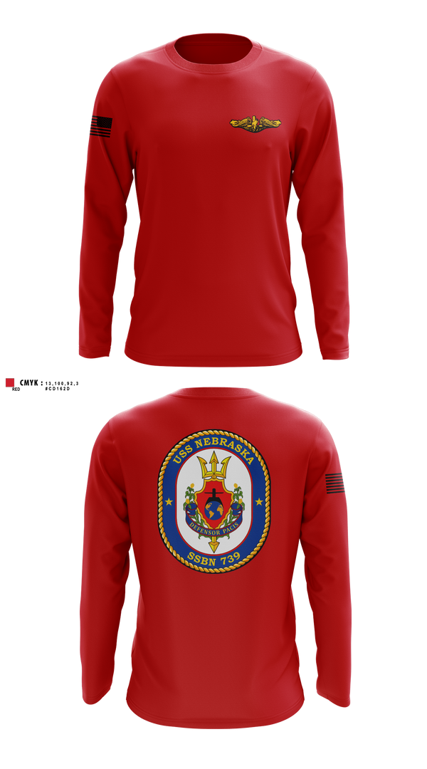 Long Sleeve Performance Shirt, USS Nebraska, Navy, Teamtime, Team time, sublimation, custom sports apparel, team uniforms, spirit wear, spiritwear, sports uniforms, custom shirts, team store, custom team store, fundraiser sports, apparel fundraiser