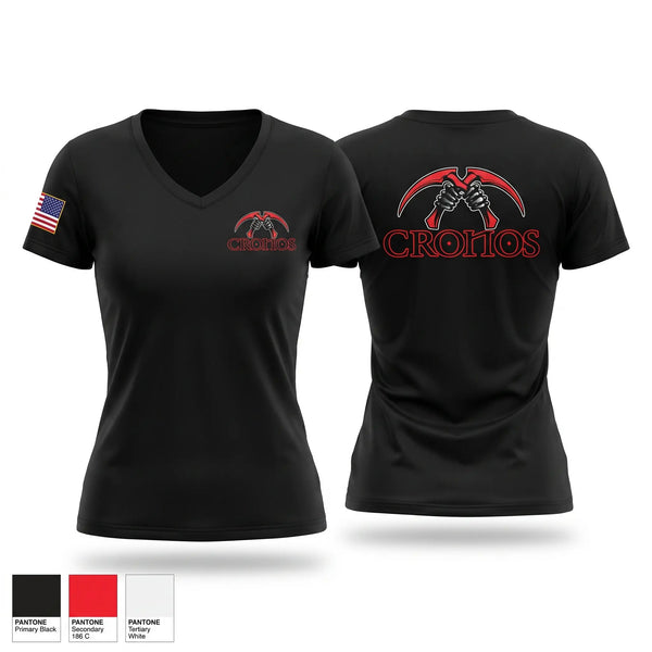 Womens Short Sleeve Vneck Shirt, Cronos Battery, 1-22 FA, Army, Teamtime, Team time, sublimation, custom sports apparel, team uniforms, spirit wear, spiritwear, sports uniforms, custom shirts, team store, custom team store, fundraiser sports, apparel fundraiser