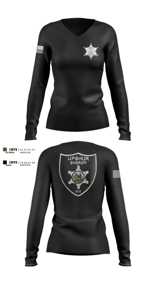 Womens Long Sleeve Vneck Shirt, Upshur County Sheriff’s Office, Police, Teamtime, Team time, sublimation, custom sports apparel, team uniforms, spirit wear, spiritwear, sports uniforms, custom shirts, team store, custom team store, fundraiser sports, apparel fundraiser