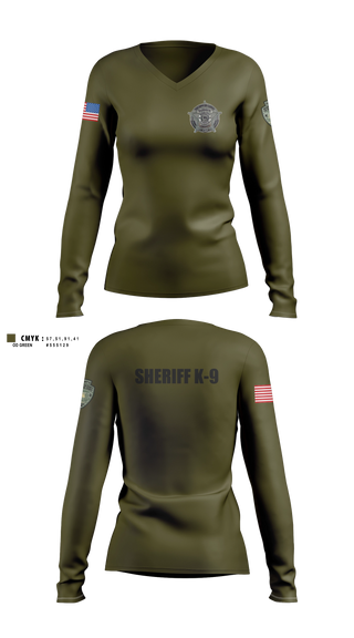 Womens Long Sleeve Vneck Shirt, Washington County SO Maine K9 Unit, Police, Teamtime, Team time, sublimation, custom sports apparel, team uniforms, spirit wear, spiritwear, sports uniforms, custom shirts, team store, custom team store, fundraiser sports, apparel fundraiser