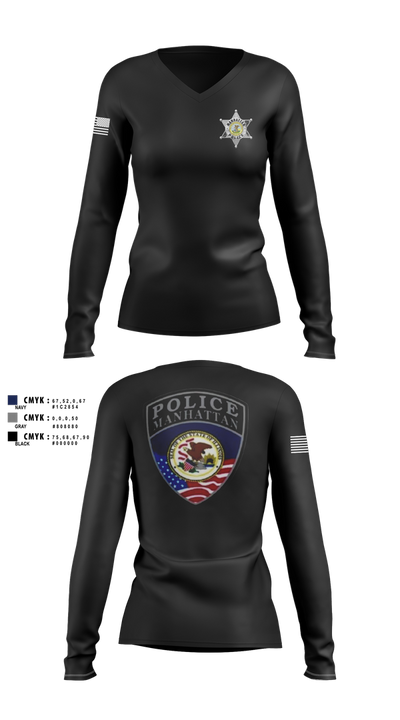 Manhattan Police Department 25505954 Women's Long Sleeve V-neck Shirt - 102