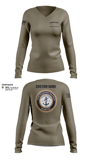 Womens Long Sleeve Vneck Shirt, 1099th TD, Army, Teamtime, Team time, sublimation, custom sports apparel, team uniforms, spirit wear, spiritwear, sports uniforms, custom shirts, team store, custom team store, fundraiser sports, apparel fundraiser