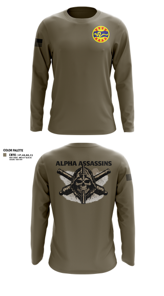 Long Sleeve Performance Shirt, 1-148 FA A Btry, National Guard, Teamtime, Team time, sublimation, custom sports apparel, team uniforms, spirit wear, spiritwear, sports uniforms, custom shirts, team store, custom team store, fundraiser sports, apparel fundraiser