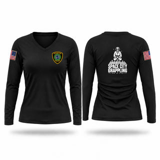 Womens Long Sleeve Vneck Shirt, Houston Police, Police, Teamtime, Team time, sublimation, custom sports apparel, team uniforms, spirit wear, spiritwear, sports uniforms, custom shirts, team store, custom team store, fundraiser sports, apparel fundraiser