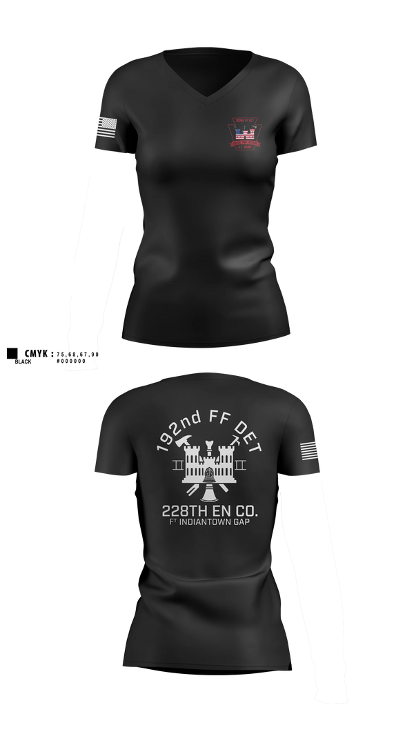 Womens Short Sleeve Vneck Shirt, 192nd Firefighter Detachment, National Guard, Teamtime, Team time, sublimation, custom sports apparel, team uniforms, spirit wear, spiritwear, sports uniforms, custom shirts, team store, custom team store, fundraiser sports, apparel fundraiser