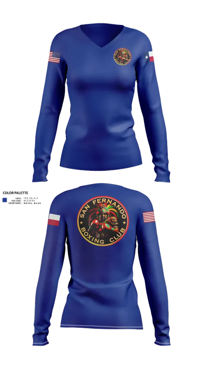 San Fernando Boxing Club 92427997 Women's Long Sleeve V-neck Shirt - 212