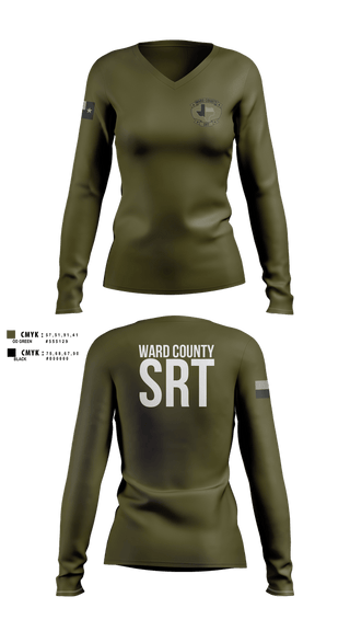 Womens Long Sleeve Vneck Shirt, WARD COUNTY SRT, Police, Teamtime, Team time, sublimation, custom sports apparel, team uniforms, spirit wear, spiritwear, sports uniforms, custom shirts, team store, custom team store, fundraiser sports, apparel fundraiser
