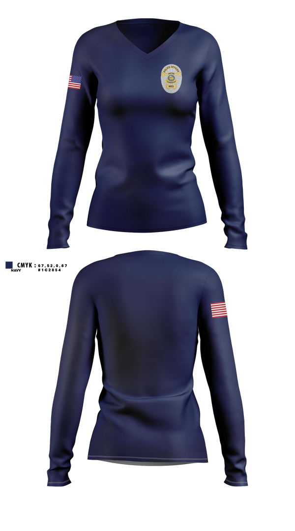 Womens Long Sleeve Vneck Shirt, Wayne Twp. Police Dept., Police, Teamtime, Team time, sublimation, custom sports apparel, team uniforms, spirit wear, spiritwear, sports uniforms, custom shirts, team store, custom team store, fundraiser sports, apparel fundraiser