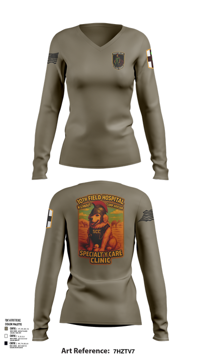 SCC 10th Field Hospital 86139824 Women's Long Sleeve V-neck Shirt - 103