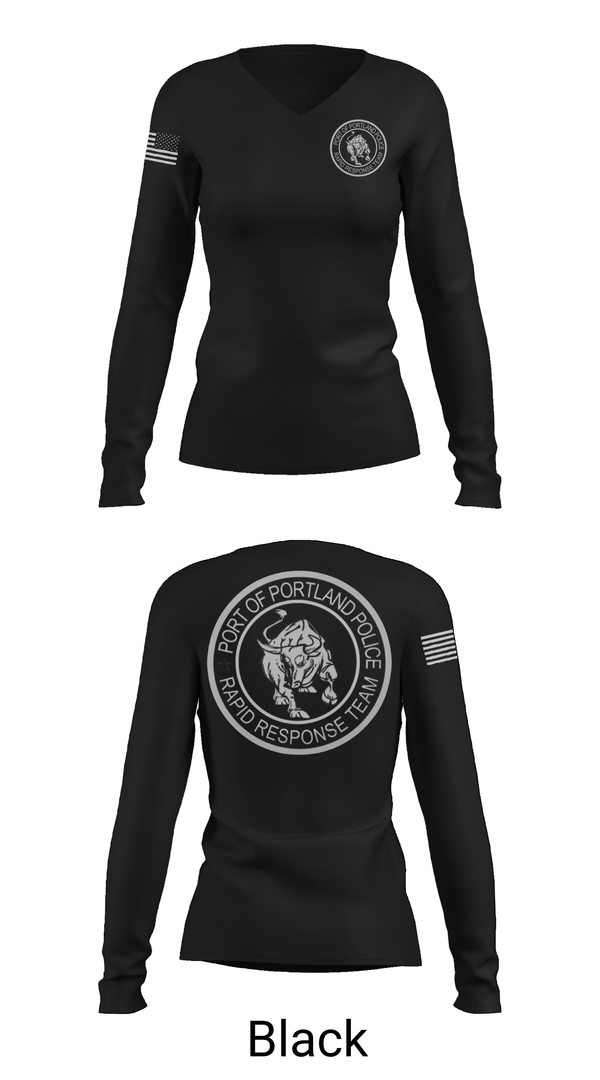 Womens Long Sleeve Vneck Shirt, Port Of Portland Rapid Response Team, Police, Teamtime, Team time, sublimation, custom sports apparel, team uniforms, spirit wear, spiritwear, sports uniforms, custom shirts, team store, custom team store, fundraiser sports, apparel fundraiser