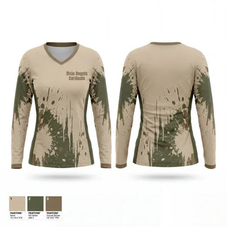Womens Long Sleeve Vneck Shirt, Dixie Angels Cardinals, Softball, Teamtime, Team time, sublimation, custom sports apparel, team uniforms, spirit wear, spiritwear, sports uniforms, custom shirts, team store, custom team store, fundraiser sports, apparel fundraiser