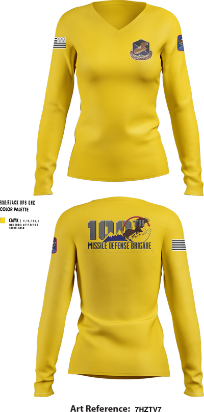 100th Missile Defense Brigade 43971287 Women's Long Sleeve V-neck Shirt - 101