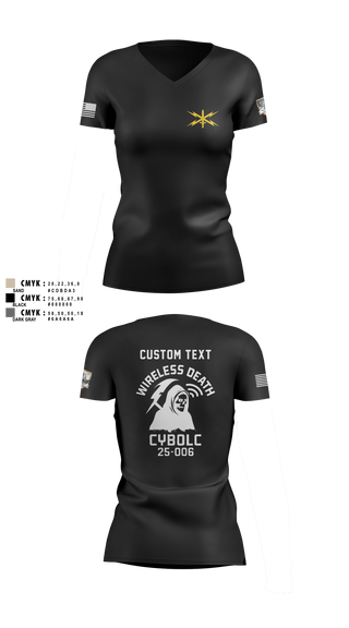 Womens Short Sleeve Vneck Shirt, Bravo Company, 401st Cyber Battalion, Army, Teamtime, Team time, sublimation, custom sports apparel, team uniforms, spirit wear, spiritwear, sports uniforms, custom shirts, team store, custom team store, fundraiser sports, apparel fundraiser