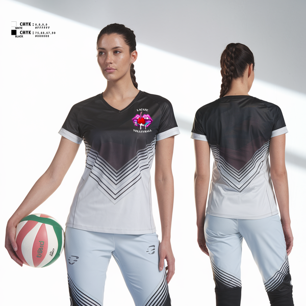 Womens Short Sleeve Vneck Shirt, LaCaze, Women's Volleyball, Teamtime, Team time, sublimation, custom sports apparel, team uniforms, spirit wear, spiritwear, sports uniforms, custom shirts, team store, custom team store, fundraiser sports, apparel fundraiser