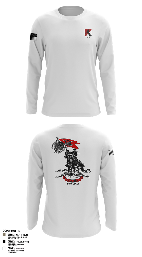 Long Sleeve Performance Shirt, 58th CEC-A, Army, Teamtime, Team time, sublimation, custom sports apparel, team uniforms, spirit wear, spiritwear, sports uniforms, custom shirts, team store, custom team store, fundraiser sports, apparel fundraiser