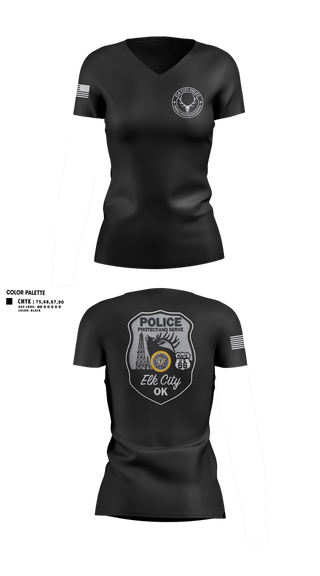 Womens Short Sleeve Vneck Shirt, Elk City Police Department, Police, Teamtime, Team time, sublimation, custom sports apparel, team uniforms, spirit wear, spiritwear, sports uniforms, custom shirts, team store, custom team store, fundraiser sports, apparel fundraiser