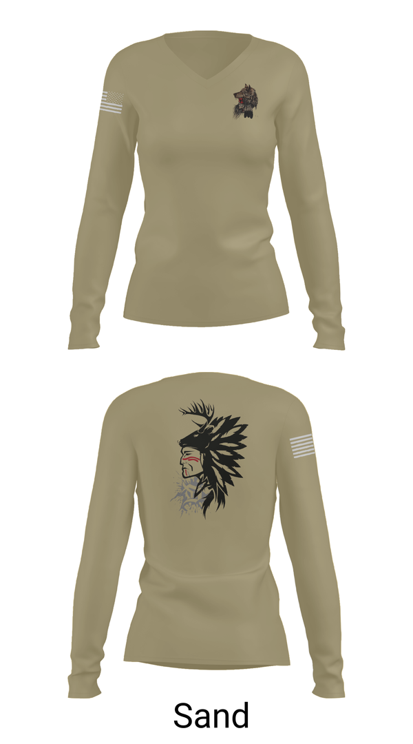 Womens Long Sleeve Vneck Shirt, 101st airborne 1-327, Army, Teamtime, Team time, sublimation, custom sports apparel, team uniforms, spirit wear, spiritwear, sports uniforms, custom shirts, team store, custom team store, fundraiser sports, apparel fundraiser