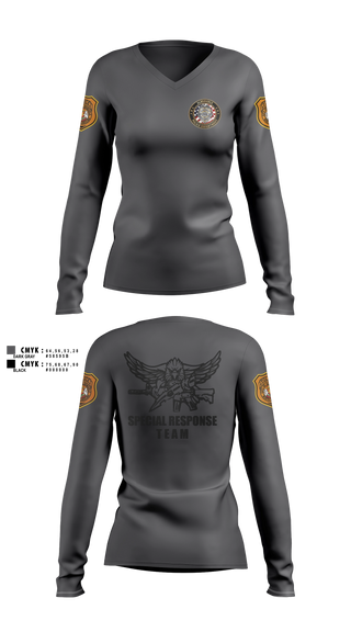 Womens Long Sleeve Vneck Shirt, Special Response Team, Police, Teamtime, Team time, sublimation, custom sports apparel, team uniforms, spirit wear, spiritwear, sports uniforms, custom shirts, team store, custom team store, fundraiser sports, apparel fundraiser
