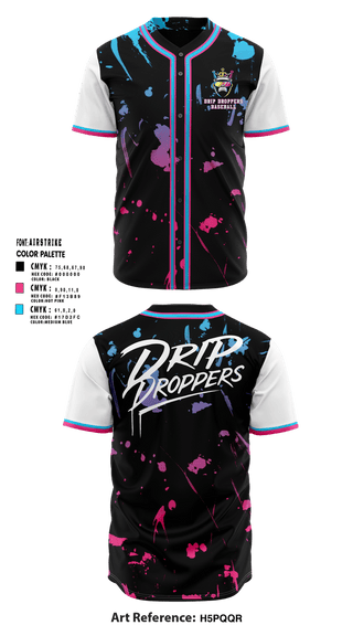 Full Button Baseball Jersey, Drip Droppers, Baseball, Teamtime, Team time, sublimation, custom sports apparel, team uniforms, spirit wear, spiritwear, sports uniforms, custom shirts, team store, custom team store, fundraiser sports, apparel fundraiser