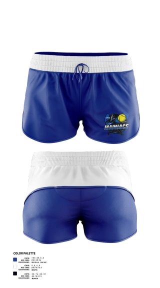 Womens Shorts, Capital Area Mainiacs, Softball, Teamtime, Team time, sublimation, custom sports apparel, team uniforms, spirit wear, spiritwear, sports uniforms, custom shirts, team store, custom team store, fundraiser sports, apparel fundraiser