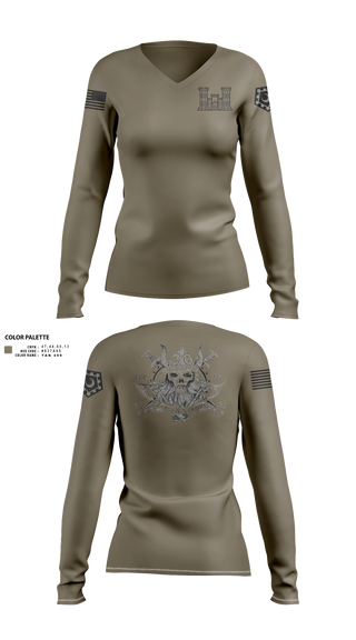 Womens Long Sleeve Vneck Shirt, 125 ENGINEER COMPANY, National Guard, Teamtime, Team time, sublimation, custom sports apparel, team uniforms, spirit wear, spiritwear, sports uniforms, custom shirts, team store, custom team store, fundraiser sports, apparel fundraiser