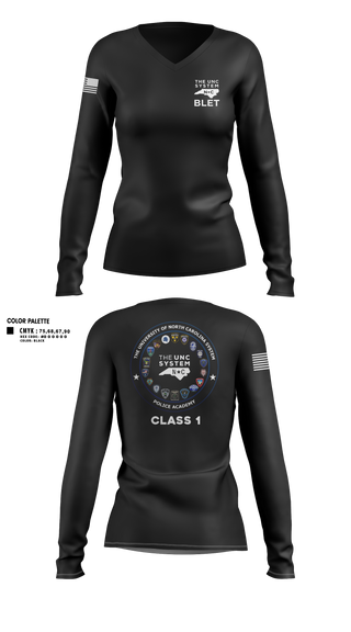 Womens Long Sleeve Vneck Shirt, The UNC System BLET, Police, Teamtime, Team time, sublimation, custom sports apparel, team uniforms, spirit wear, spiritwear, sports uniforms, custom shirts, team store, custom team store, fundraiser sports, apparel fundraiser