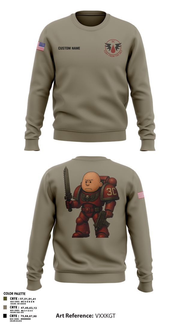 Crew Neck Sweatshirt, CCo, 1-508PIR (OG), Army, Teamtime, Team time, sublimation, custom sports apparel, team uniforms, spirit wear, spiritwear, sports uniforms, custom shirts, team store, custom team store, fundraiser sports, apparel fundraiser