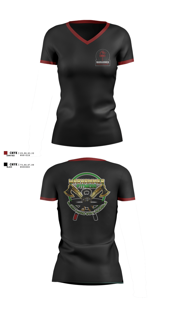 Womens Short Sleeve Vneck Shirt, Warhammer Fitness, , Teamtime, Team time, sublimation, custom sports apparel, team uniforms, spirit wear, spiritwear, sports uniforms, custom shirts, team store, custom team store, fundraiser sports, apparel fundraiser