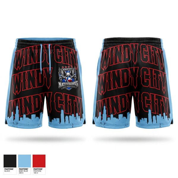 Mens Basketball Shorts, Windy City NativHawks, Men's Basketball, Teamtime, Team time, sublimation, custom sports apparel, team uniforms, spirit wear, spiritwear, sports uniforms, custom shirts, team store, custom team store, fundraiser sports, apparel fundraiser