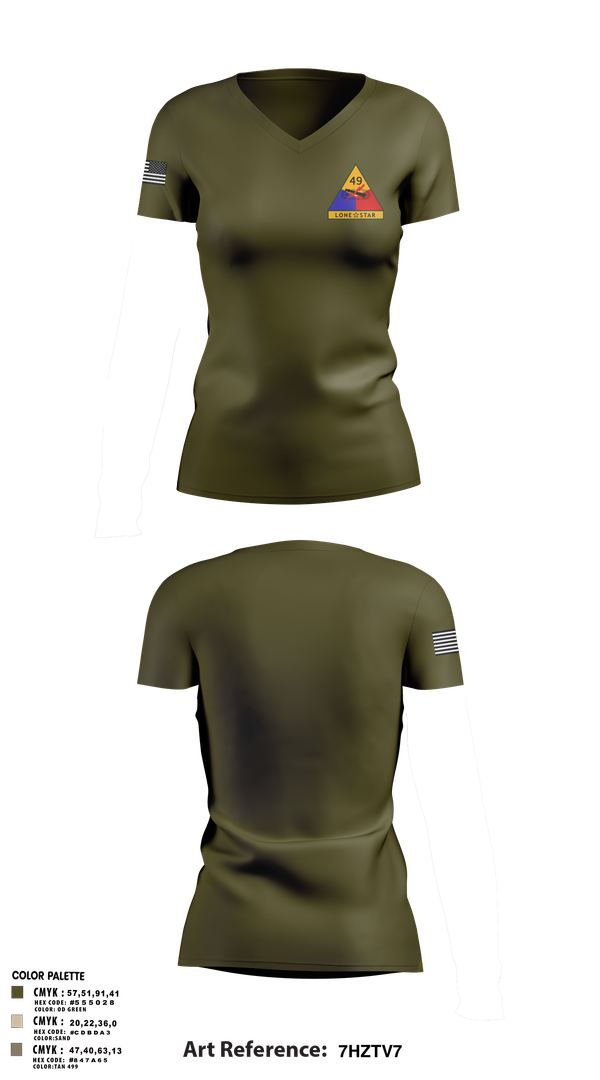 Womens Short Sleeve Vneck Shirt, 49th Armored, , Teamtime, Team time, sublimation, custom sports apparel, team uniforms, spirit wear, spiritwear, sports uniforms, custom shirts, team store, custom team store, fundraiser sports, apparel fundraiser
