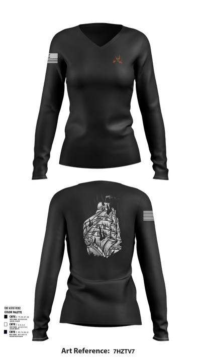 Border patrol 16700191 Women's Long Sleeve V-neck Shirt - 103
