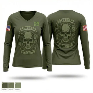 Womens Long Sleeve Vneck Shirt, , Marines, Teamtime, Team time, sublimation, custom sports apparel, team uniforms, spirit wear, spiritwear, sports uniforms, custom shirts, team store, custom team store, fundraiser sports, apparel fundraiser