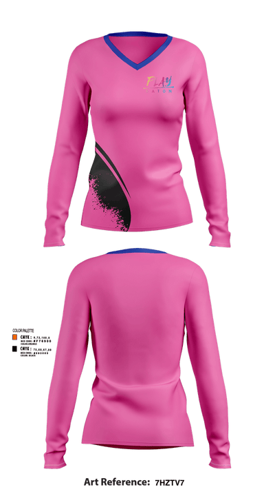 Play Baton 33343949 Women's Long Sleeve V-neck Shirt - 1
