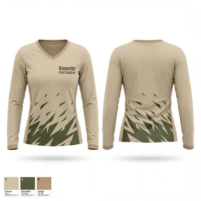Bunnell’s Pest Control 65607995 Women's Long Sleeve V-neck Shirt - 1