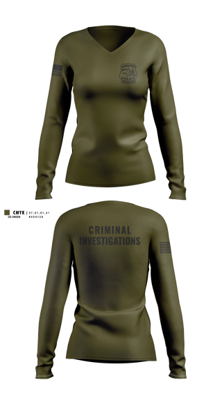 Womens Long Sleeve Vneck Shirt, Criminal Investigations Unit, Police, Teamtime, Team time, sublimation, custom sports apparel, team uniforms, spirit wear, spiritwear, sports uniforms, custom shirts, team store, custom team store, fundraiser sports, apparel fundraiser